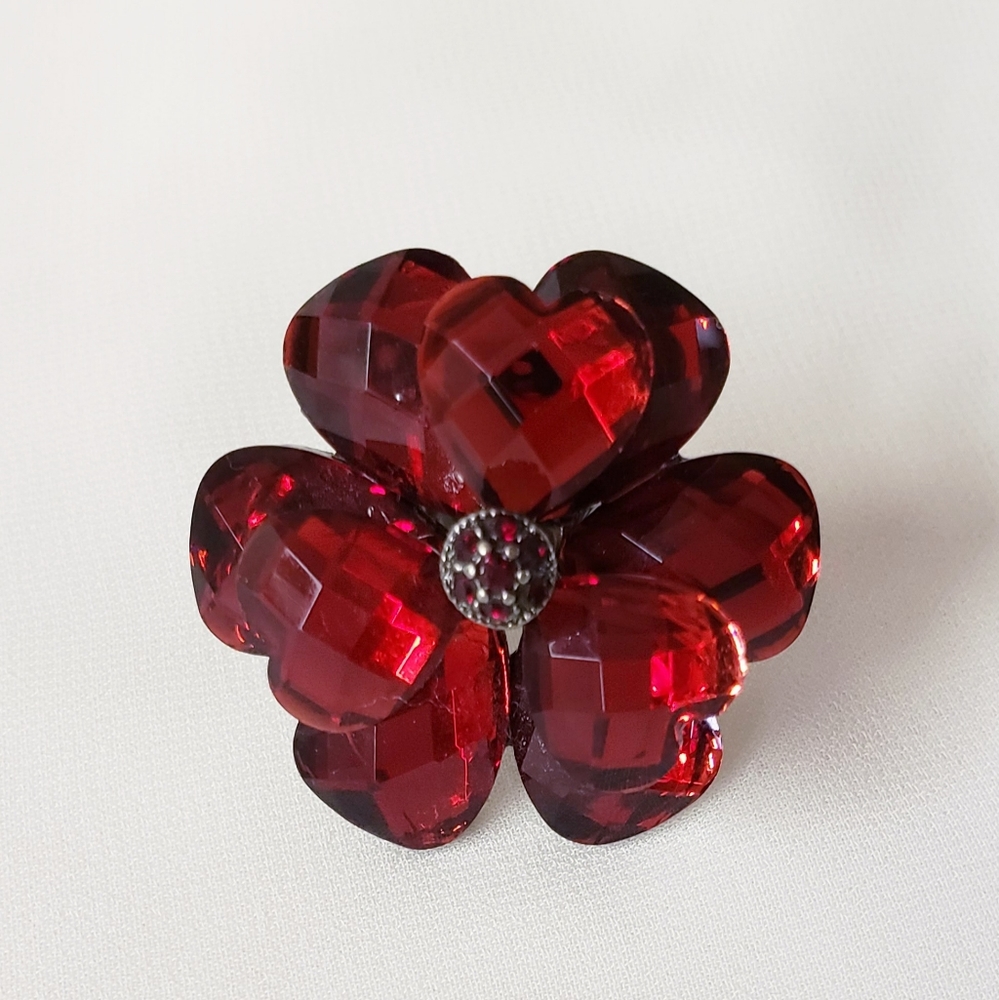 ❤Beautiful red flower ring❤